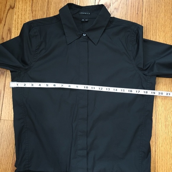 Theory black colorblock half button down long sleeve career shirt dress size 10 - Picture 9 of 16
